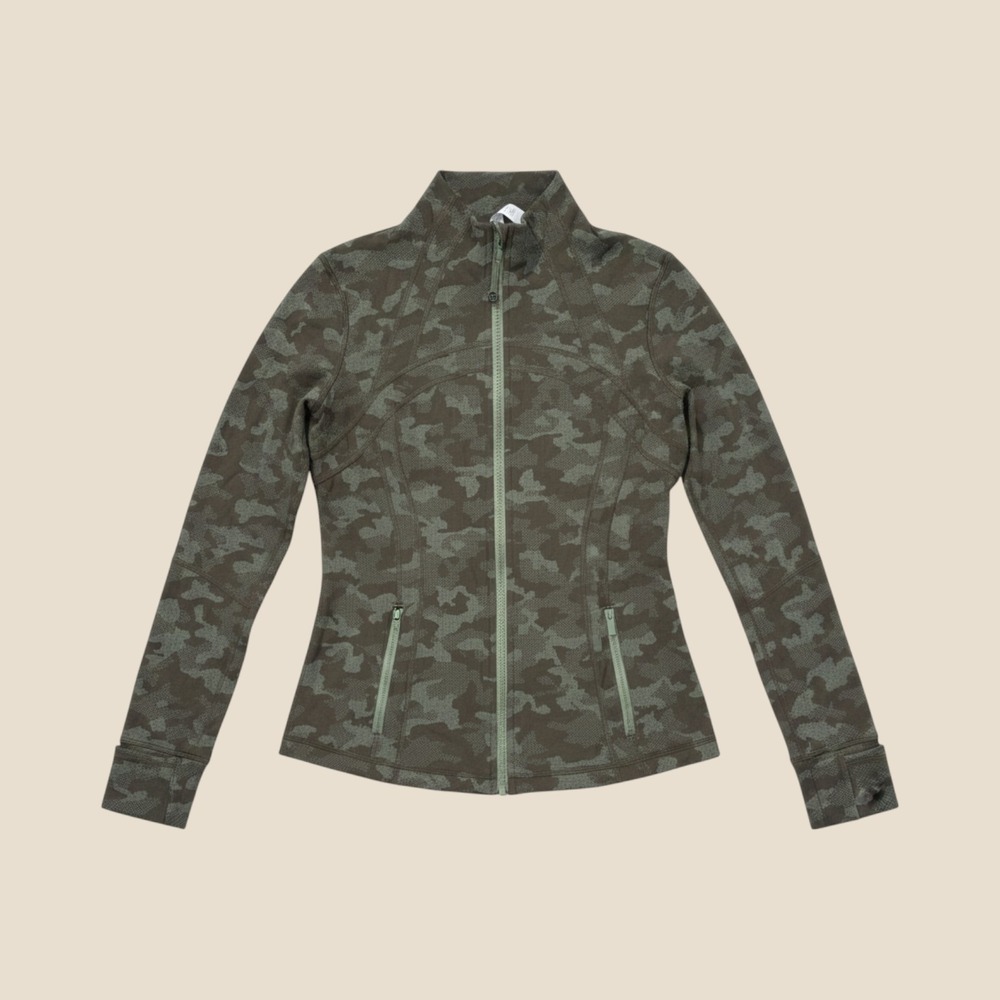 Lululemon Define Jacket Size 10 Green Camo Full Zip Activewear Yoga Workout